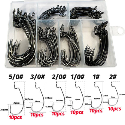 HookUpCo. Wide Gap Worm Hooks for Bass Fishing - HookUpCo.