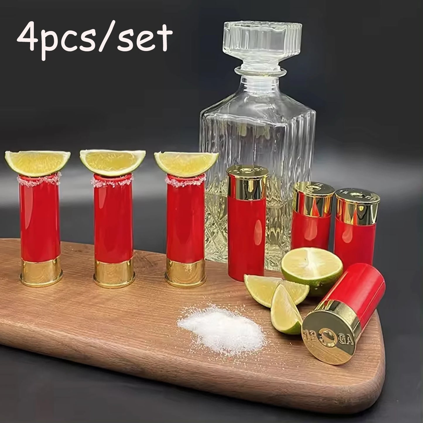 HookUpCo. 4-Piece Shotgun Shell Shot Glass Set for Fun Parties