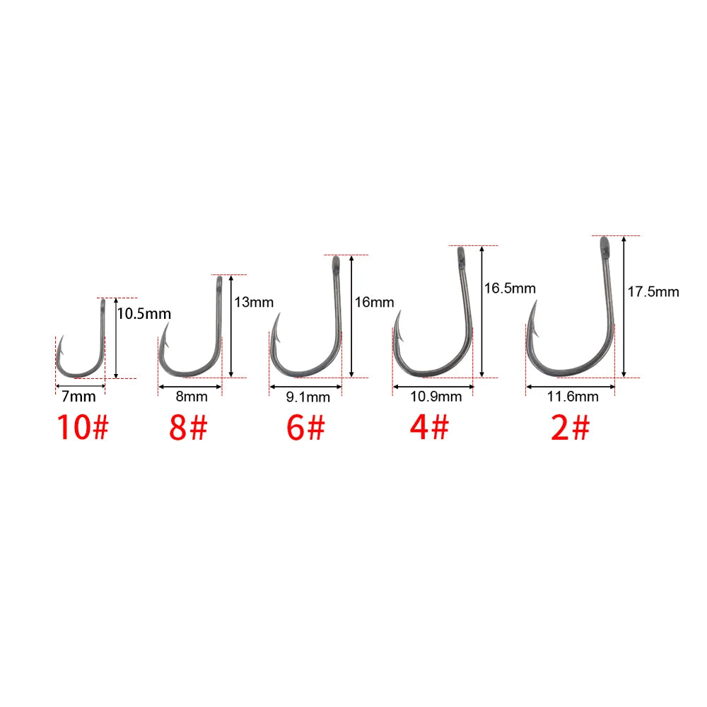 HookUpCo. 50pcs Barbed Fishing Hooks, High Carbon Steel - HookUpCo.