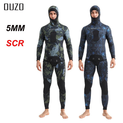 NEW 5mm Camouflage Wetsuit 3mm Long Sleeve Fission Hooded 2 Pieces Of Neoprene Submersible Men's Camouflage wetsuit