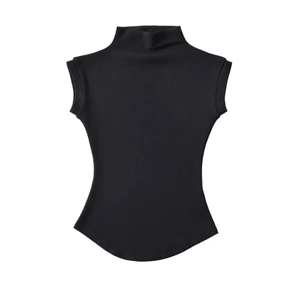 Slim Fit Sleeveless Turtleneck Summer Tops for Women