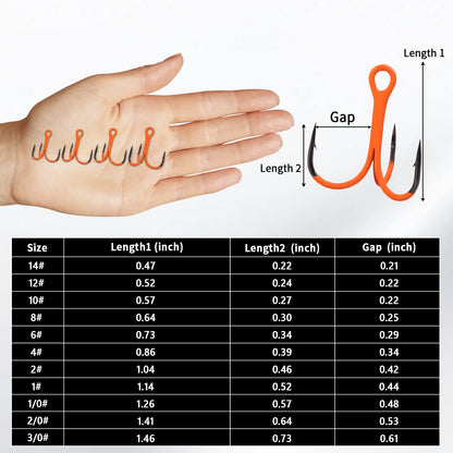 HookUpCo. 10Pcs Strong Treble Hooks for Fishing - HookUpCo.