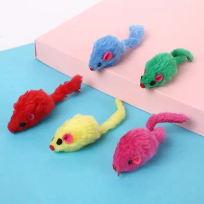 HookUpCo. Colorful Plush Mouse Cat Toys Set