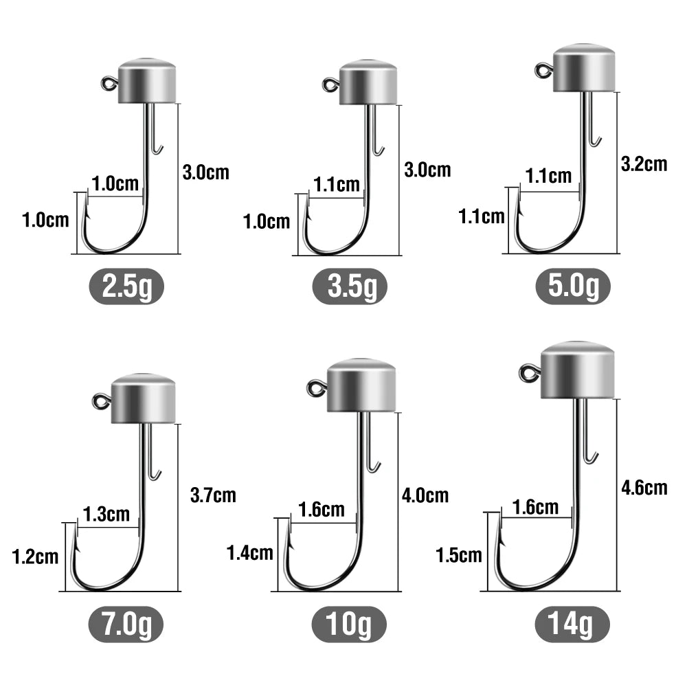 HookUpCo. Ned Rig Jig Heads - 20 High Carbon Hooks - HookUpCo.