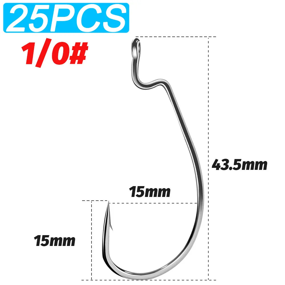HookUpCo. 25 Wide Gap Hooks for Big Bass Fishing - HookUpCo.