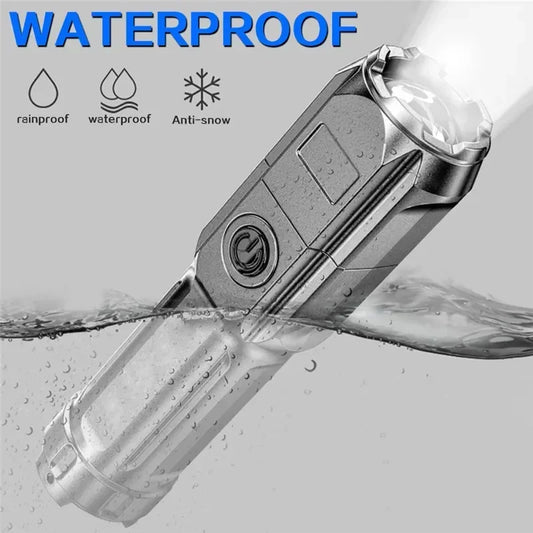USB Rechargeable Waterproof LED Flashlight for Outdoor Use