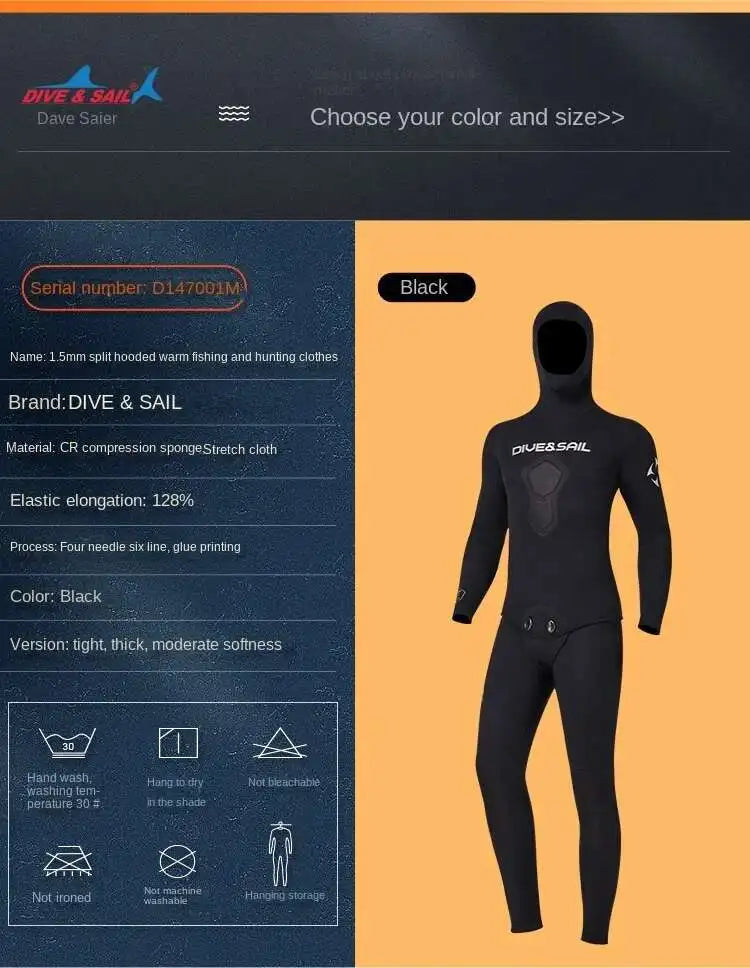 1.5MM CR Neoprene Wetsuit Open Cell Free Diving Suit Camouflage Fullsuit Mens Snorkeling Swimming Spearfishing Wetsuit