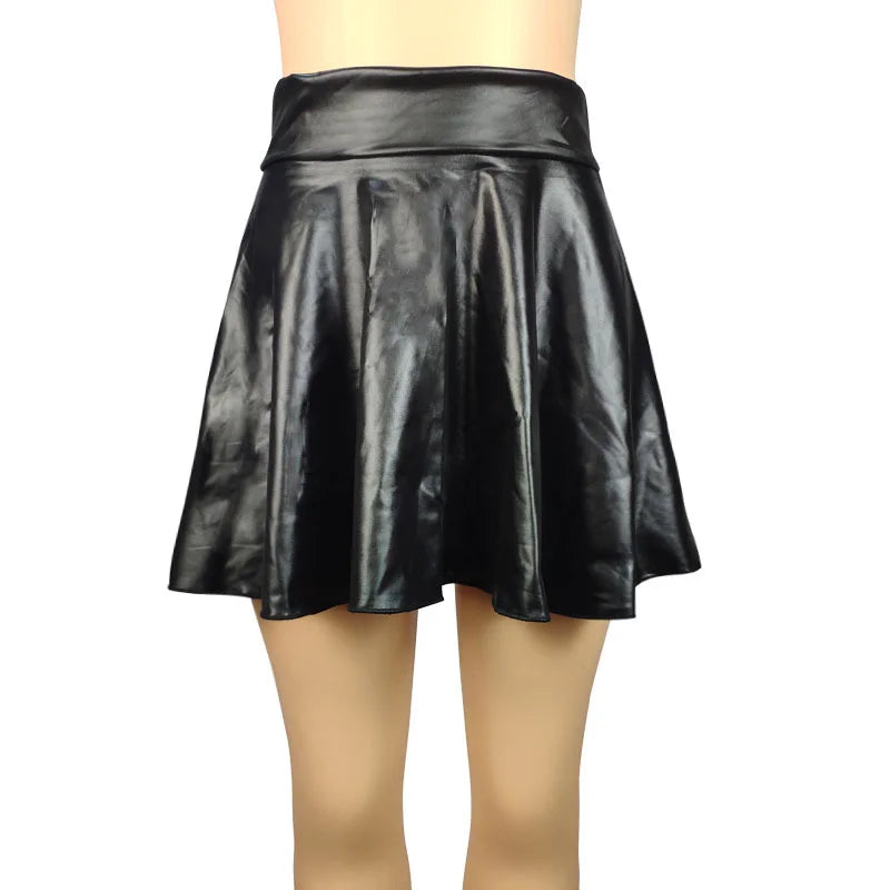 High Waist Faux Leather A-Line Mini Skirt for Women