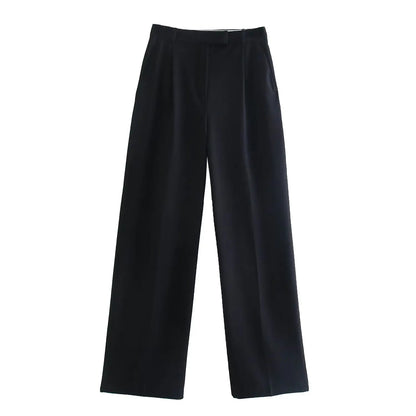 Chic High Waist Zipper Straight Pants for Vintage Style