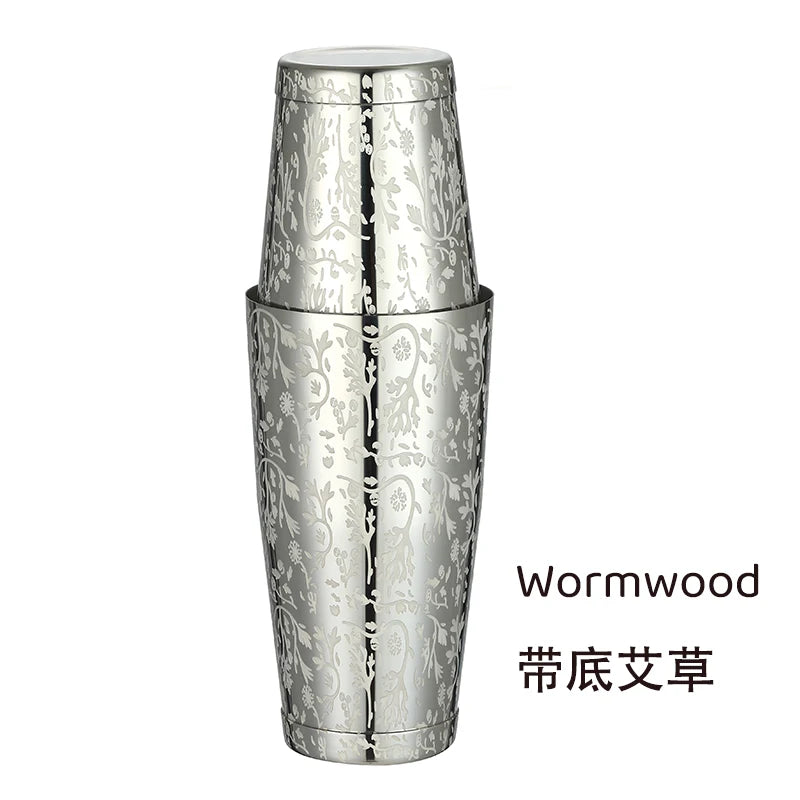 HookUpCo. Etched Pattern Cocktail Shaker Set