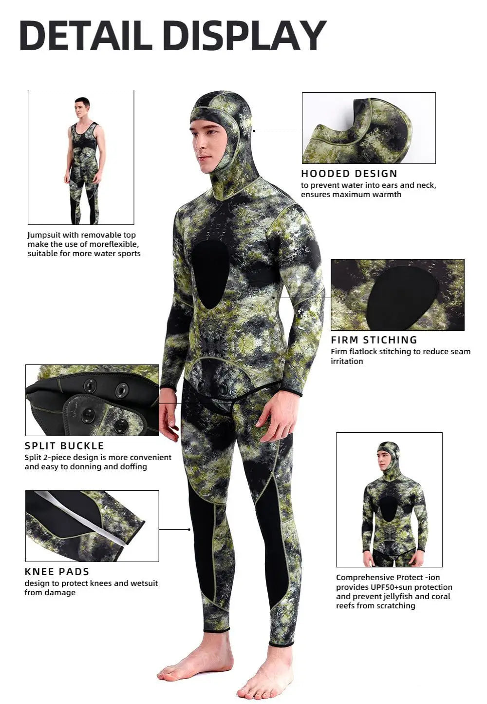 Camouflage Cold Water Diving Spearfishing Neoprene Wetsuit for