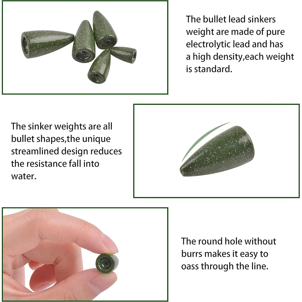 HookUpCo. 30-Piece Painted Bullet Fishing Weights - HookUpCo.