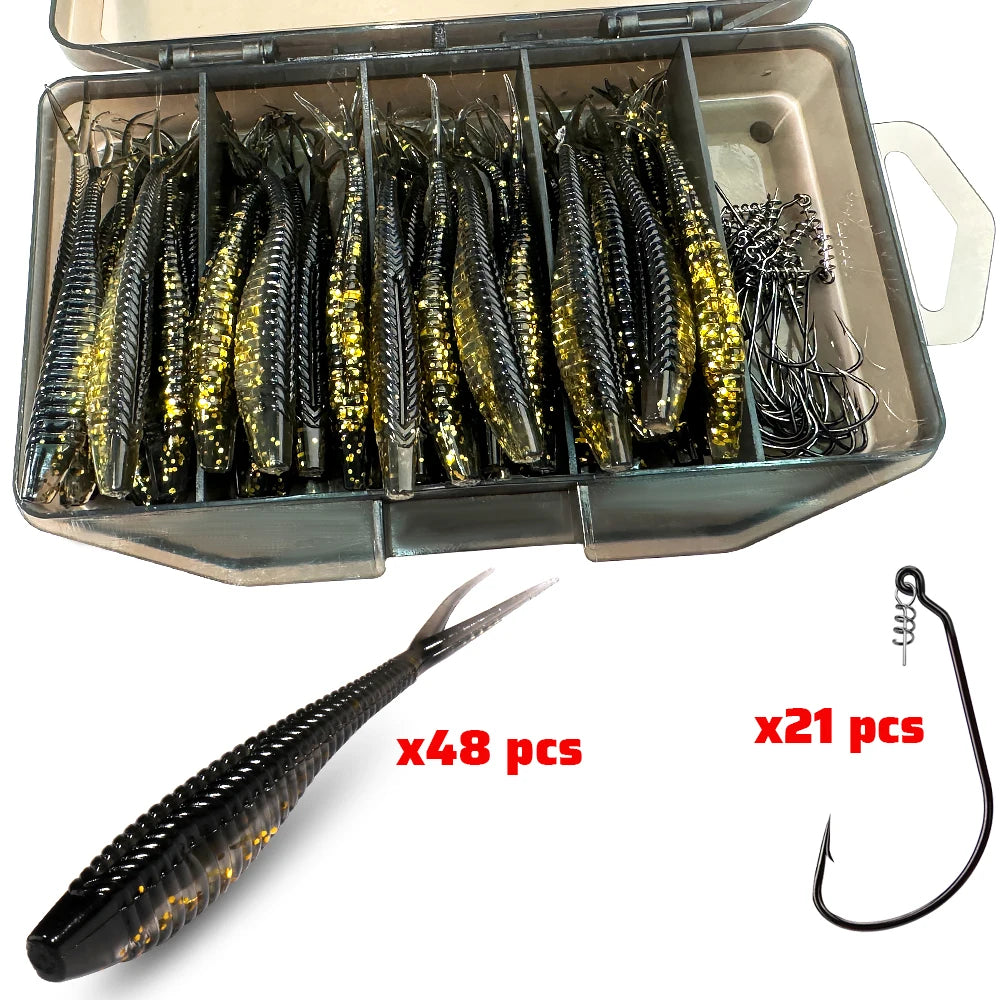 HookUpCo. 70-Piece Soft Lure Set - HookUpCo.