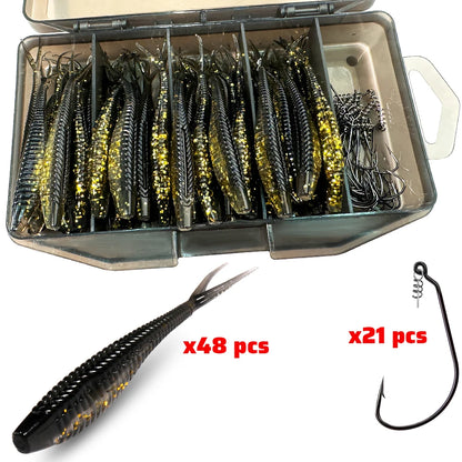 HookUpCo. 70-Piece Soft Lure Set - HookUpCo.