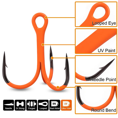 HookUpCo. 10Pcs Strong Treble Hooks for Fishing - HookUpCo.
