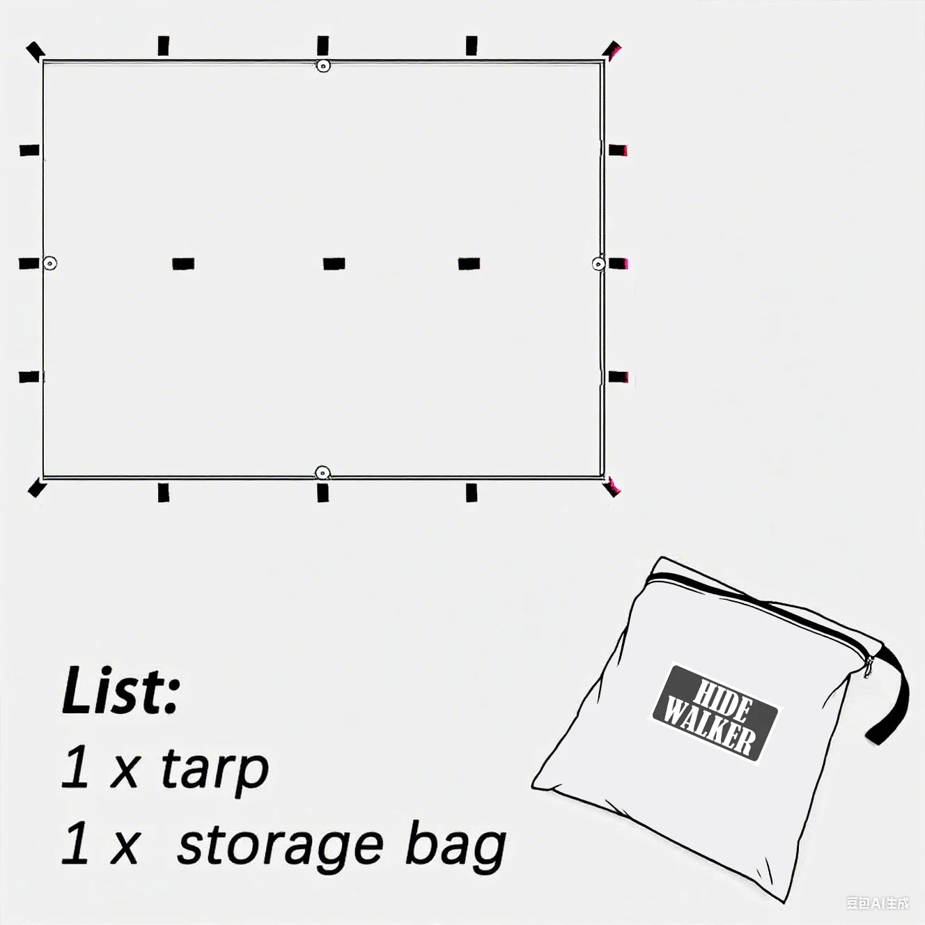 HookUpCo. Waterproof Tent Tarp with 19 Hang Points - HookUpCo.