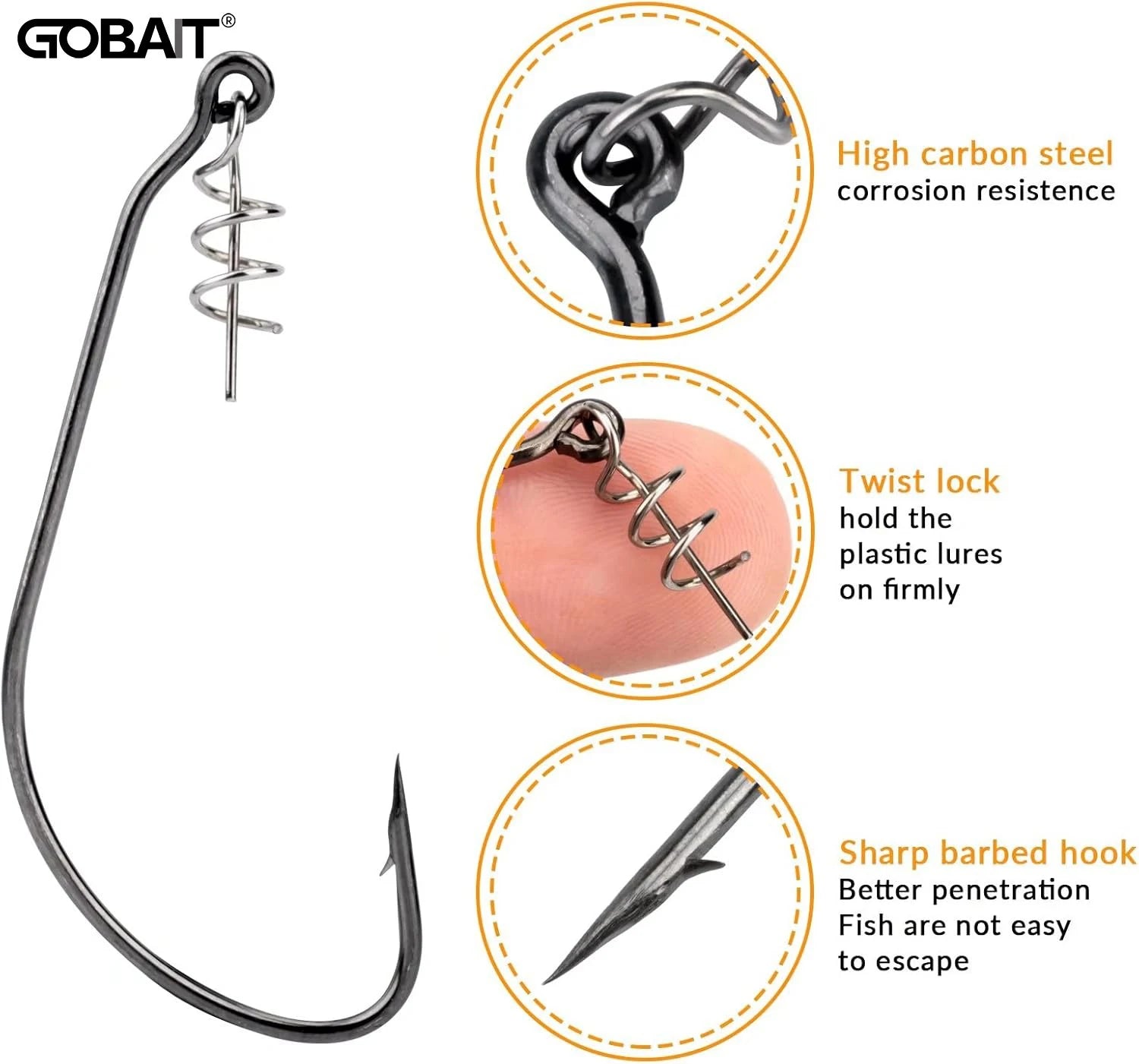 HookUpCo. 10-Pack Sharp Offset Worm Hooks - HookUpCo.