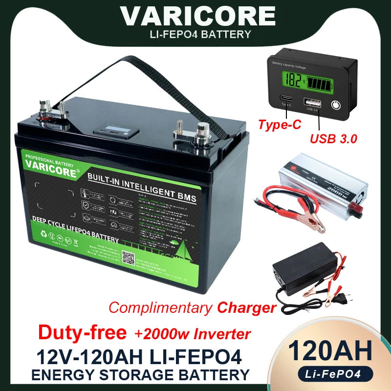 HookUpCo. 12V LiFePO4 Battery with 340Ah Capacity
