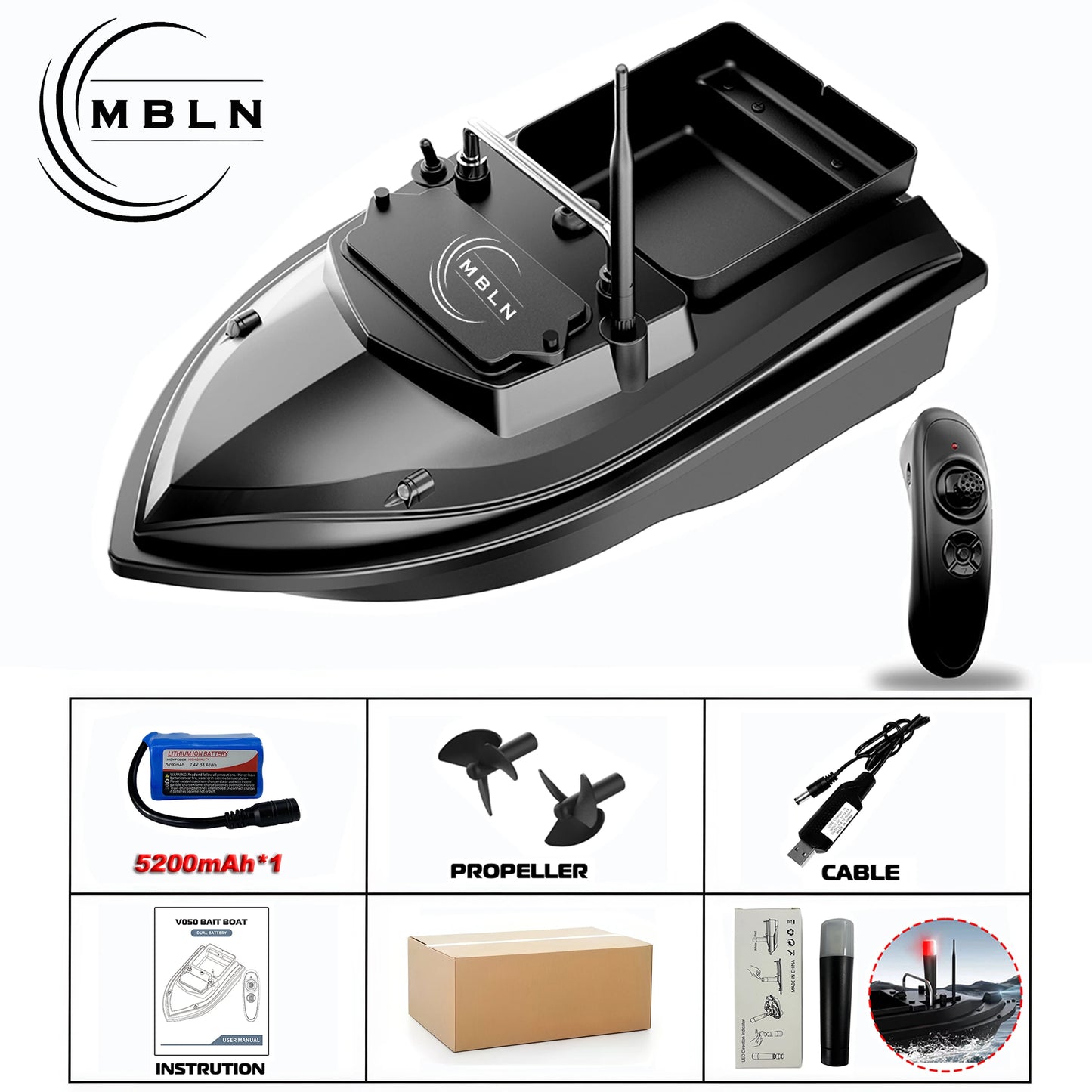Remote Control Bait Boat with 2kg Capacity