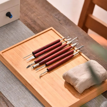 6-Piece Pottery Tool Set with Double-Ended Wire Knives