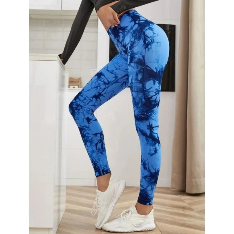Seamless High Waist Tie Dye Leggings for Yoga and Fitness