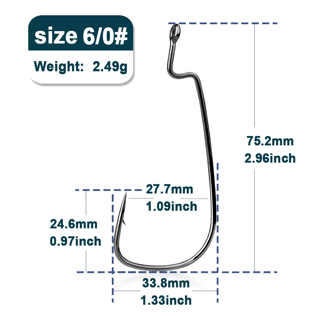 HookUpCo. 50Pcs Wide Gap Bass Fishing Hooks - HookUpCo.