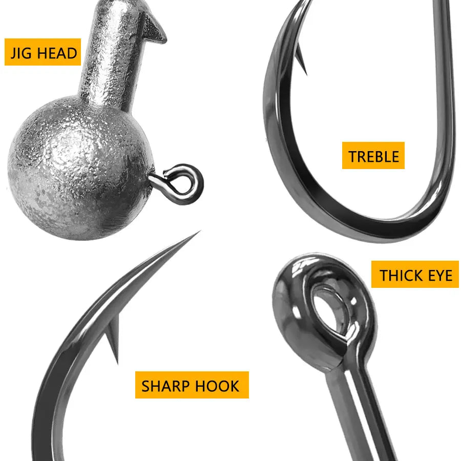 Versatile Jig Head Hooks for Fishing - Multiple Sizes Available