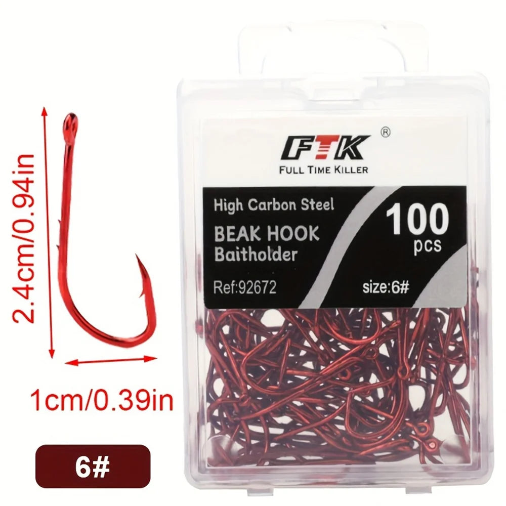 HookUpCo. Premium Red Barbed Fishing Hooks - HookUpCo.
