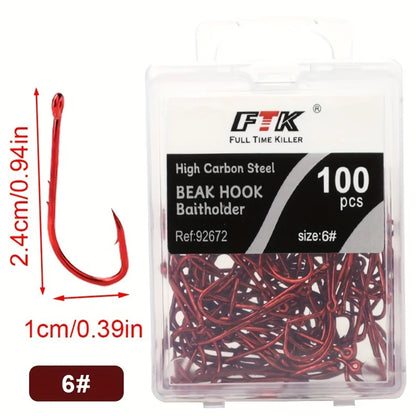 HookUpCo. Premium Red Barbed Fishing Hooks - HookUpCo.