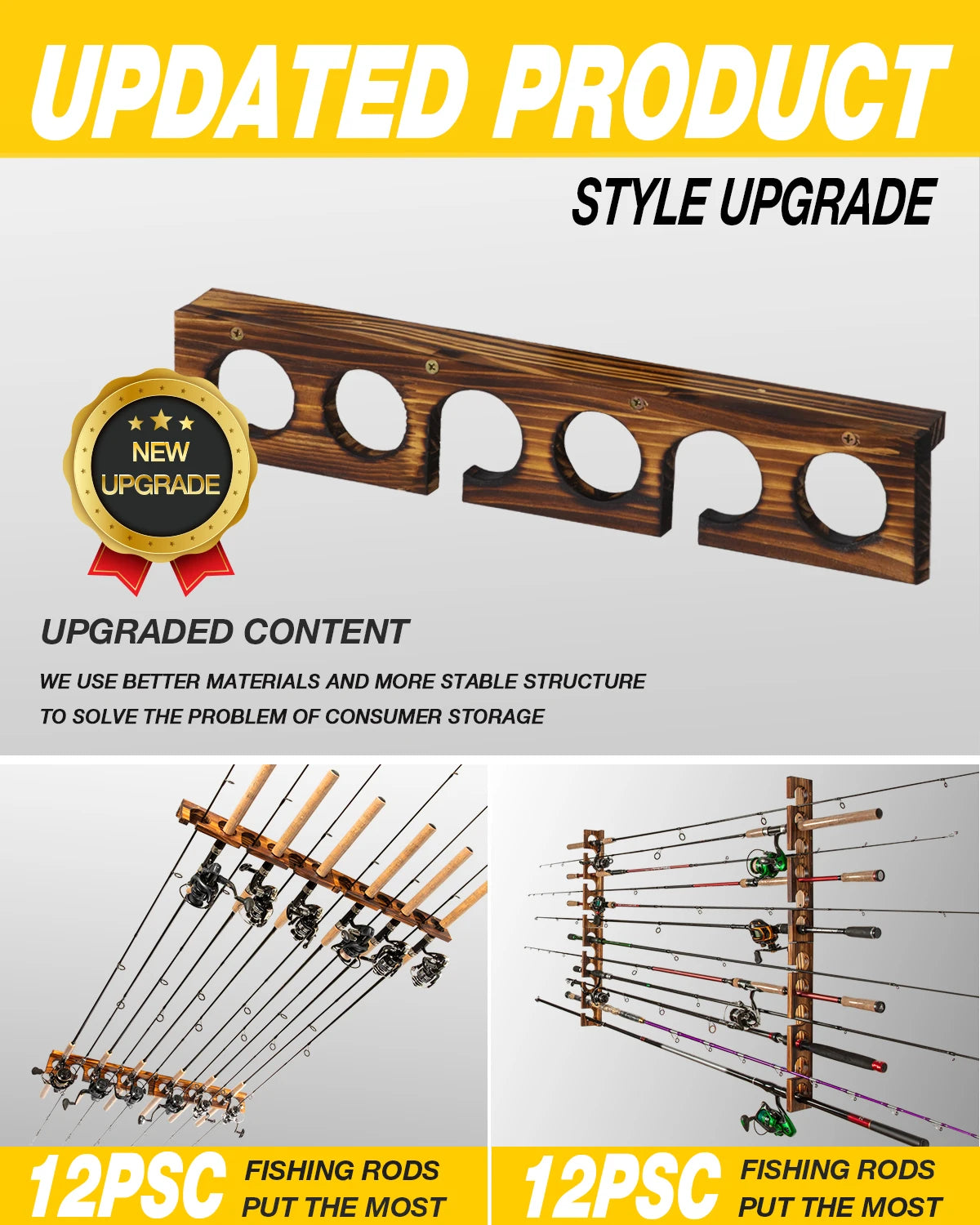 HookUpCo. Fishing Rod Rack for Garage Storage - HookUpCo.