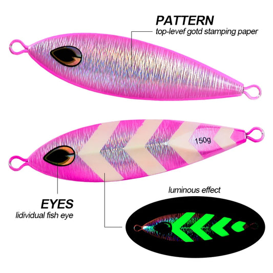 Luminous Fishing Jig Iron Plates for Long Distance Trolling