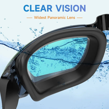 Swimming Goggles Adults Swim Glasses with Earplug Men Women Anti-fog Waterproof Swim Eyewear Pool Diving Training Race Glasses