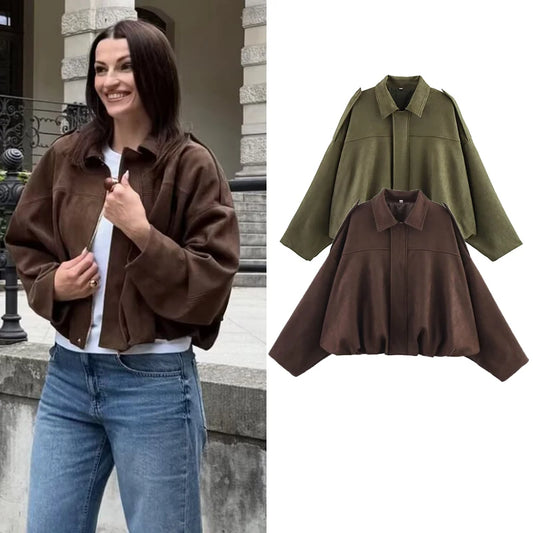 Chic HookUpCo. Suede Jacket for Stylish Winter Layering