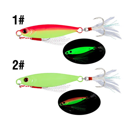 HookUpCo. 2Pc Luminous Jig Bait with Sharp Hooks - HookUpCo.