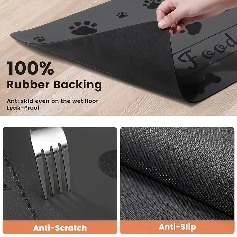 HookUpCo. Heavy Duty Pet Feeding Mat, Waterproof