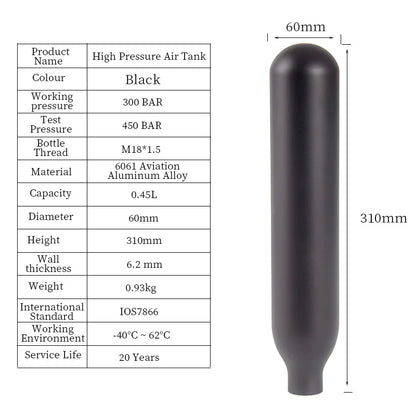 HookUpCo. 4500PSI CO2 Air Tank