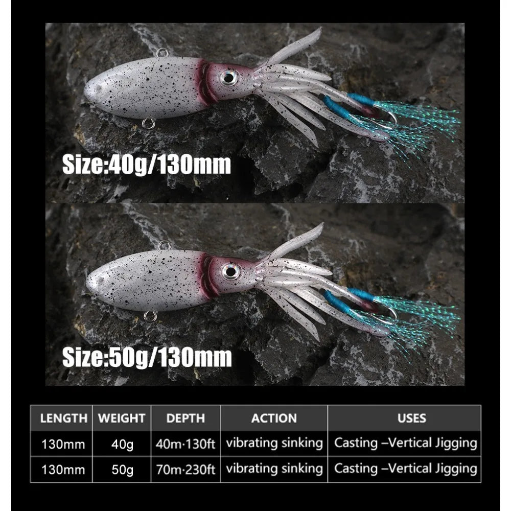HookUpCo. 40g Squid-Design VIB Lure for Fishing