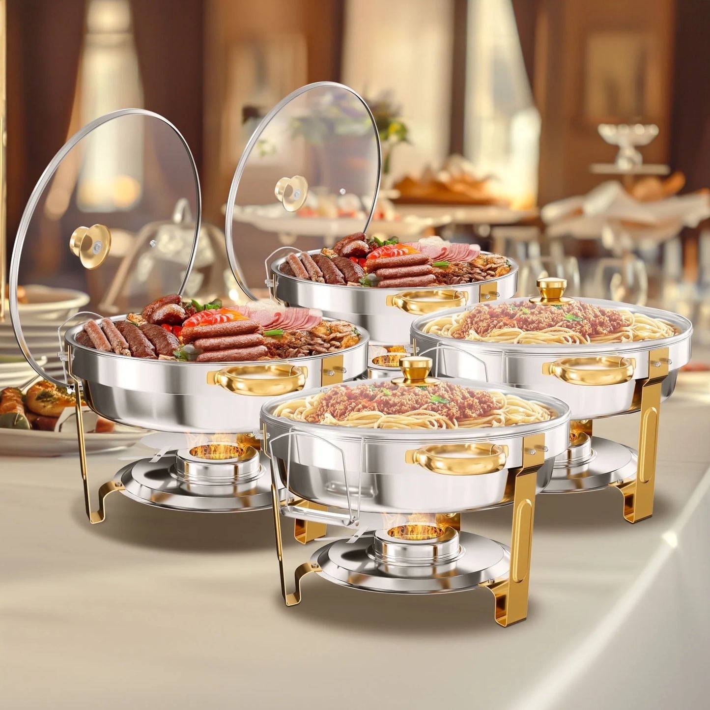 HookUpCo. Round Chafing Dish Set