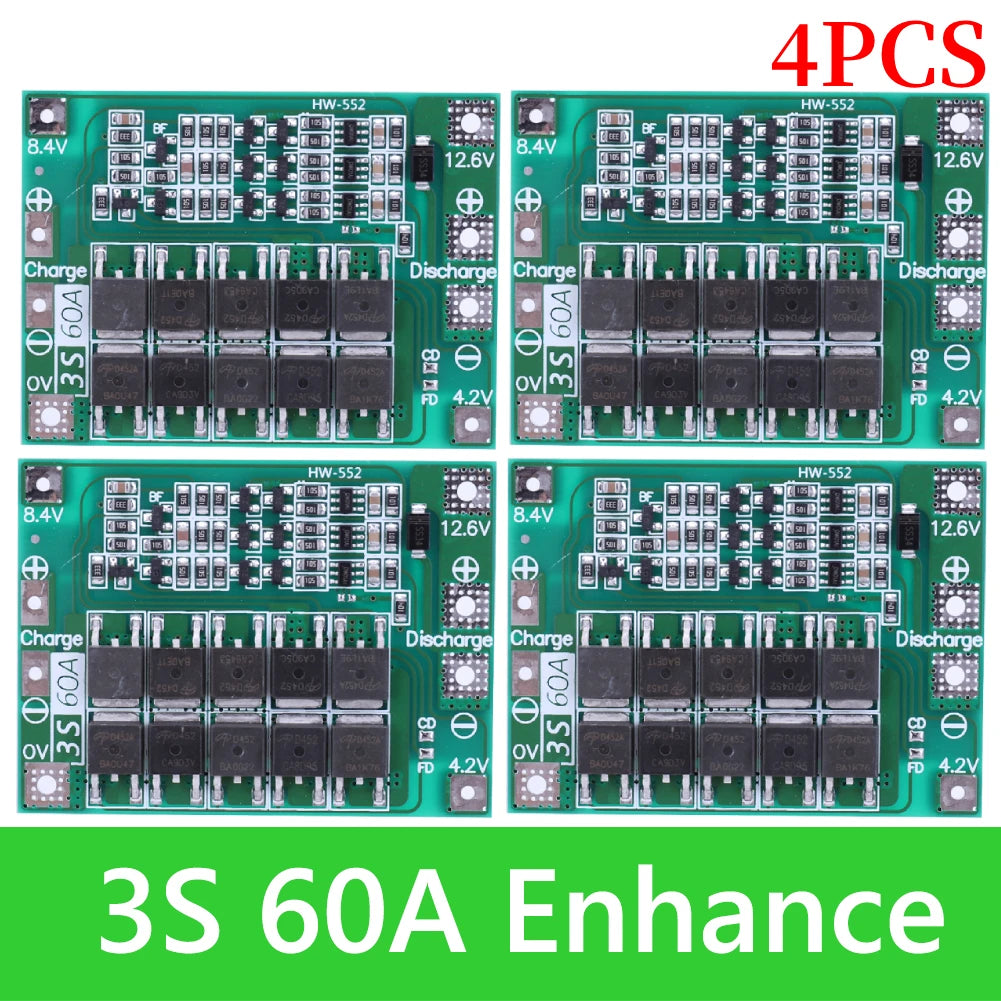 BMS 3S/4S 5A 10A 20A 25A 40A 60A Li-ion Lithium Battery Charger Protection Board 18650 For Drill Motor 12V with Enhance/Balance