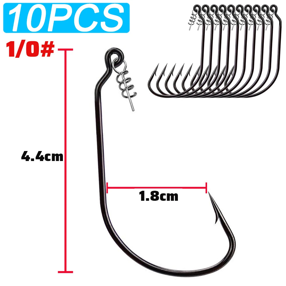 HookUpCo. 10-Pack Sharp Offset Worm Hooks - HookUpCo.