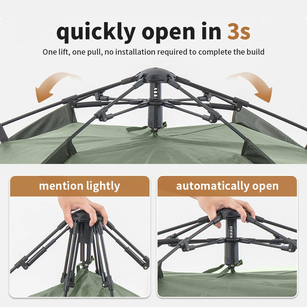 HookUpCo. Waterproof 3-Person Automatic Camping Tent - HookUpCo.