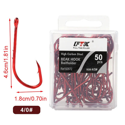 HookUpCo. Premium Red Barbed Fishing Hooks - HookUpCo.