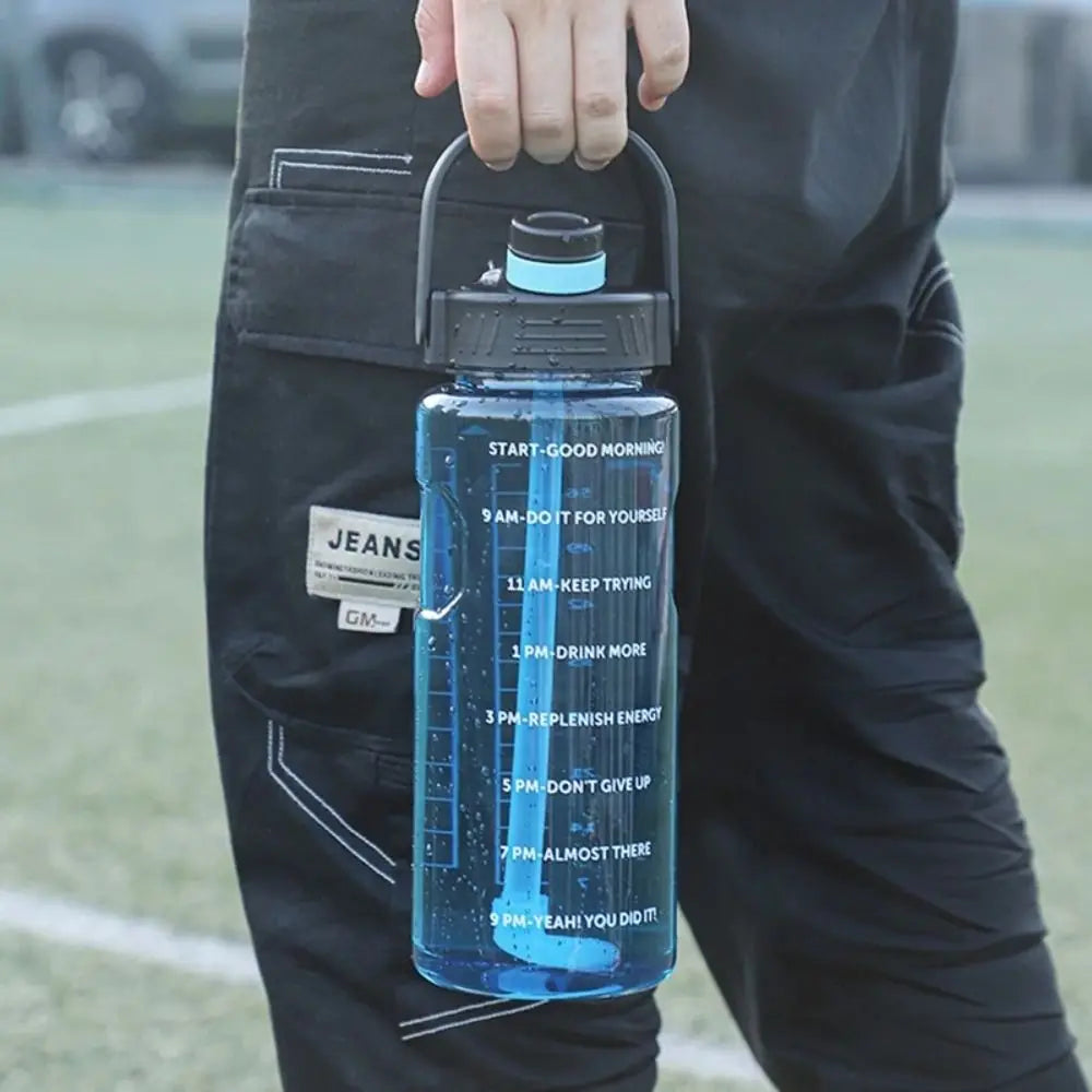 Large Capacity Leak-Proof Water Bottle with Time Markers
