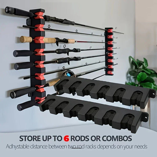 HookUpCo. Wall-Mounted Fishing Rod Storage Rack - HookUpCo.