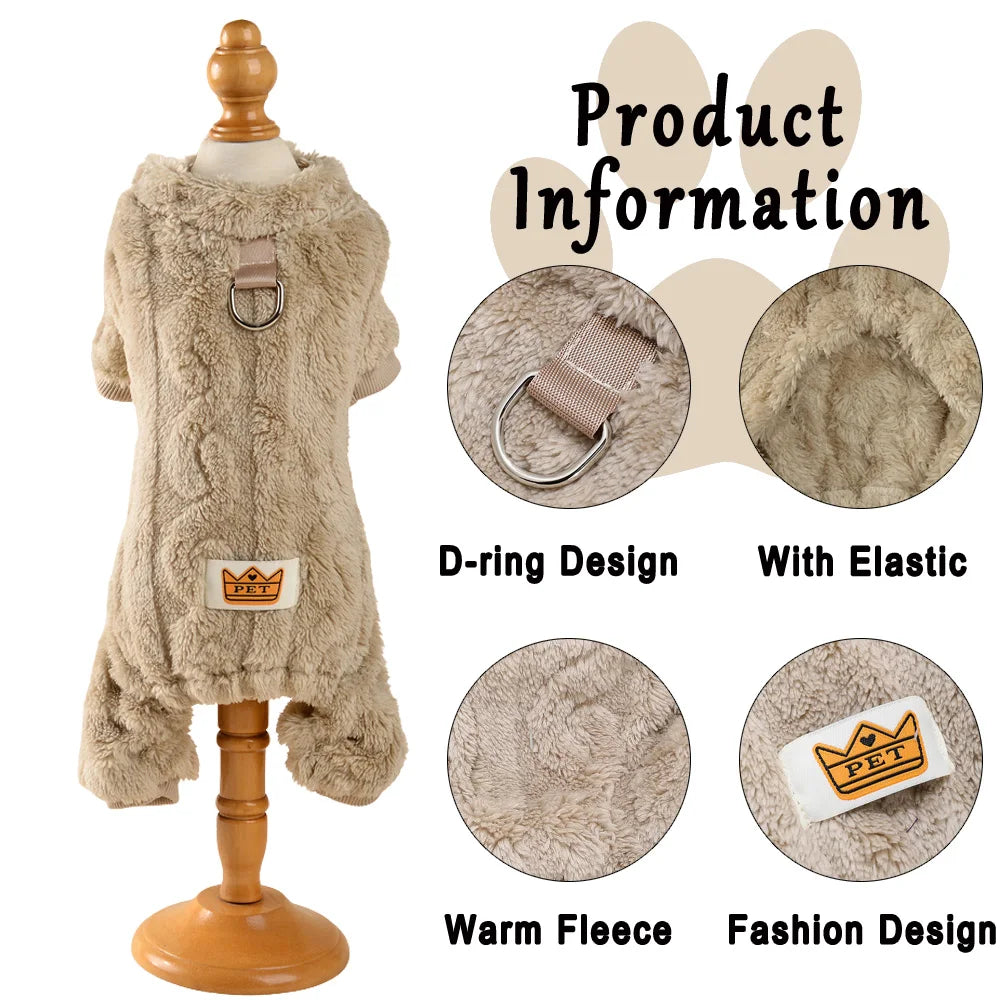 HookUpCo. Cozy Fleece Jumpsuit for Dogs