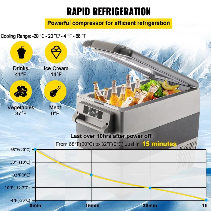 12 Volt Refrigerator 58 Qt Dual Zone Portable Freezer Cooler with 12/24V DC and 110-240V AC for Car Truck RV Camping Home Use i