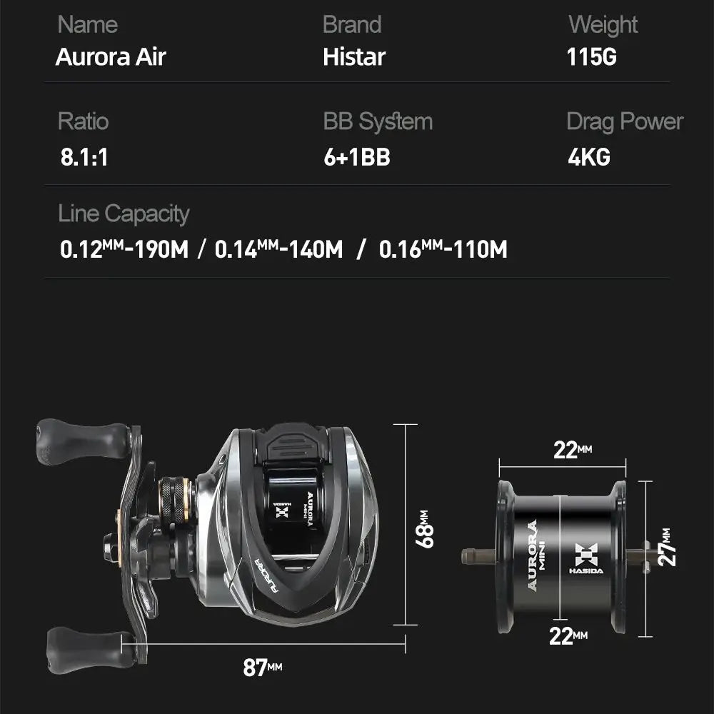 Aurora AIR Baitcasting Reel with Magnetic Braking - 8.1:1 Gear Ratio