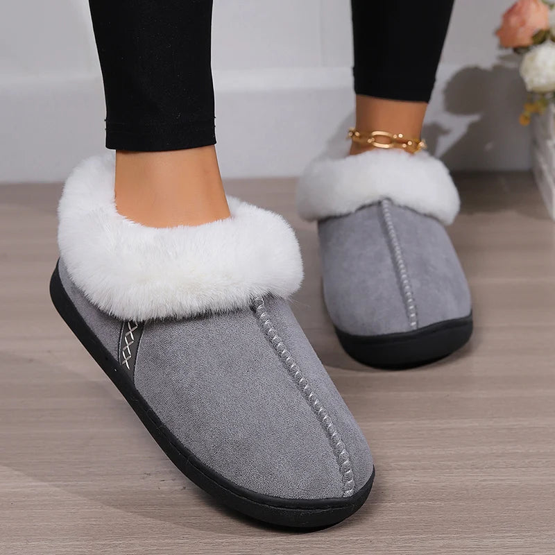 Cozy Faux Suede Winter Slippers for Women with Soft Sole