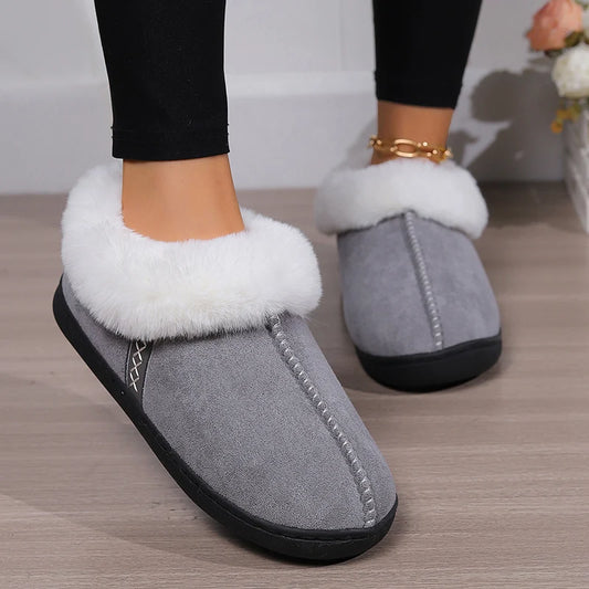 Cozy Faux Suede Winter Slippers for Women with Soft Sole