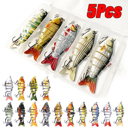 6 Segment Multi-Jointed 3.94" Sinking Fishing Lure - HookUpCo.